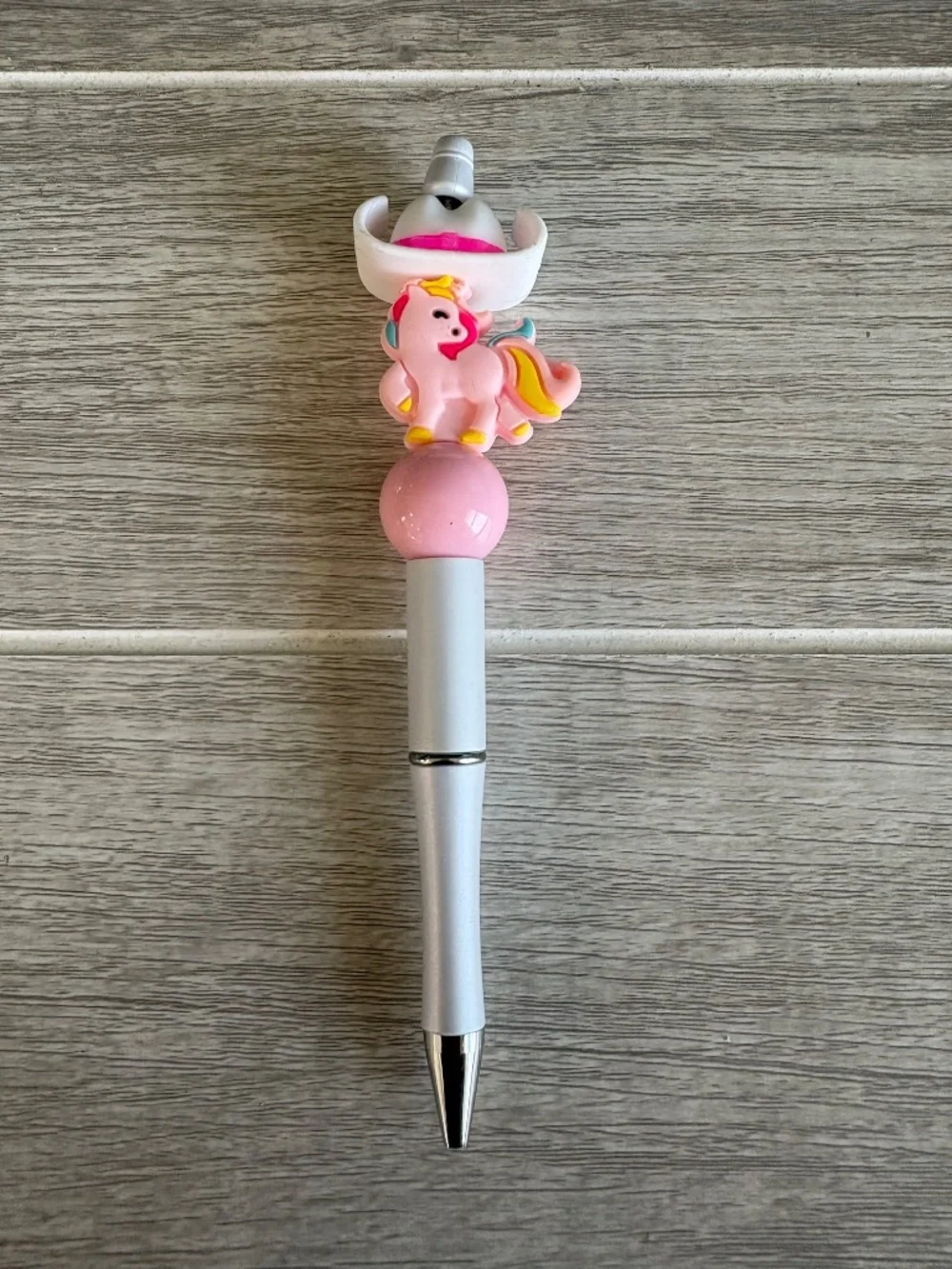 Handmade Cowgirl Unicorn Beaded Pen